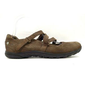 Timberland Logo Brown Leather Adjustable Slip On Driving Loafers Shoes Women's 8